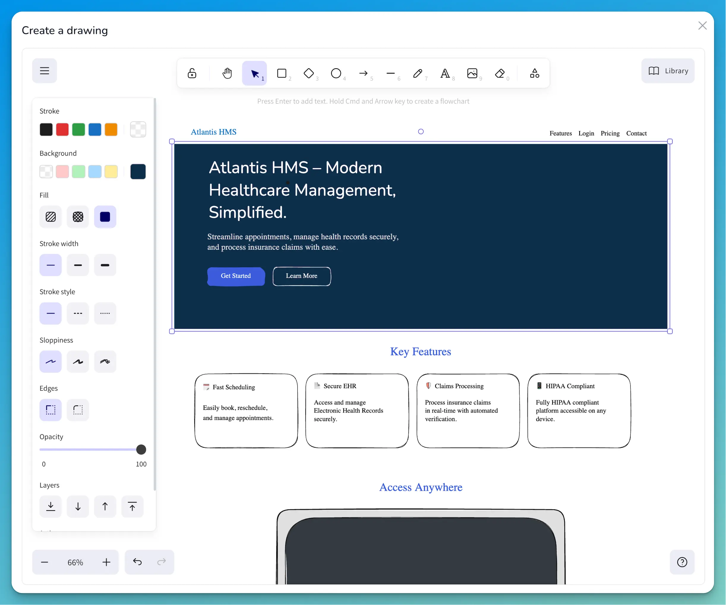 Userdoc Image Context showing sketch and screenshot capabilities