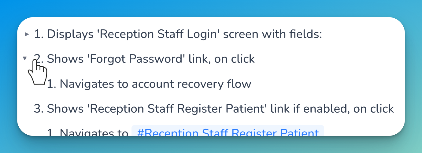 Collapsible acceptance criteria in Userdoc