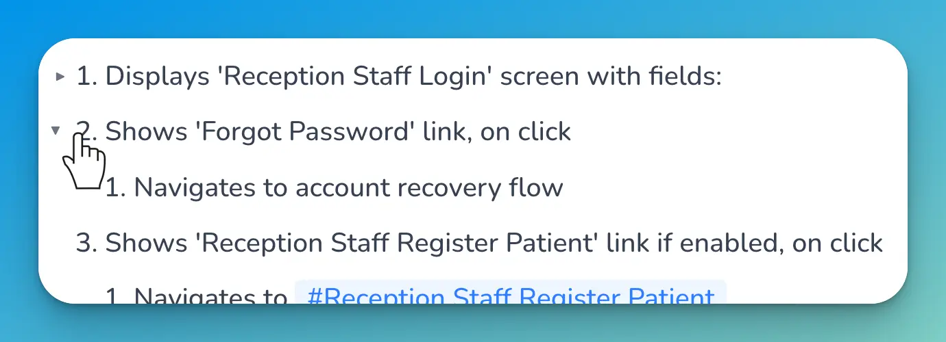 Collapsible acceptance criteria in Userdoc
