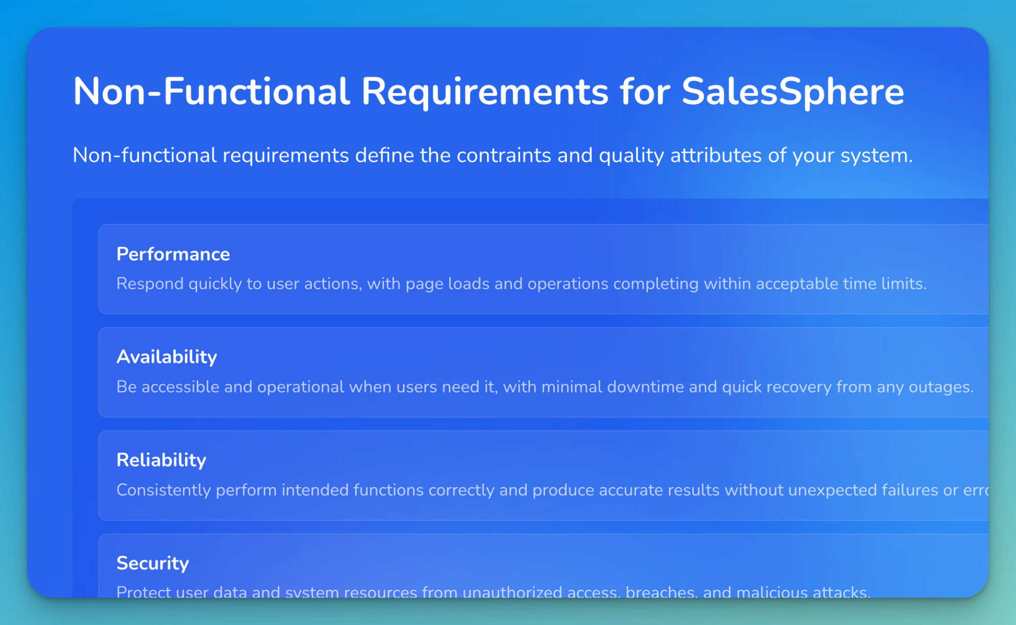 Userdoc wizard capturing non-functional requirements