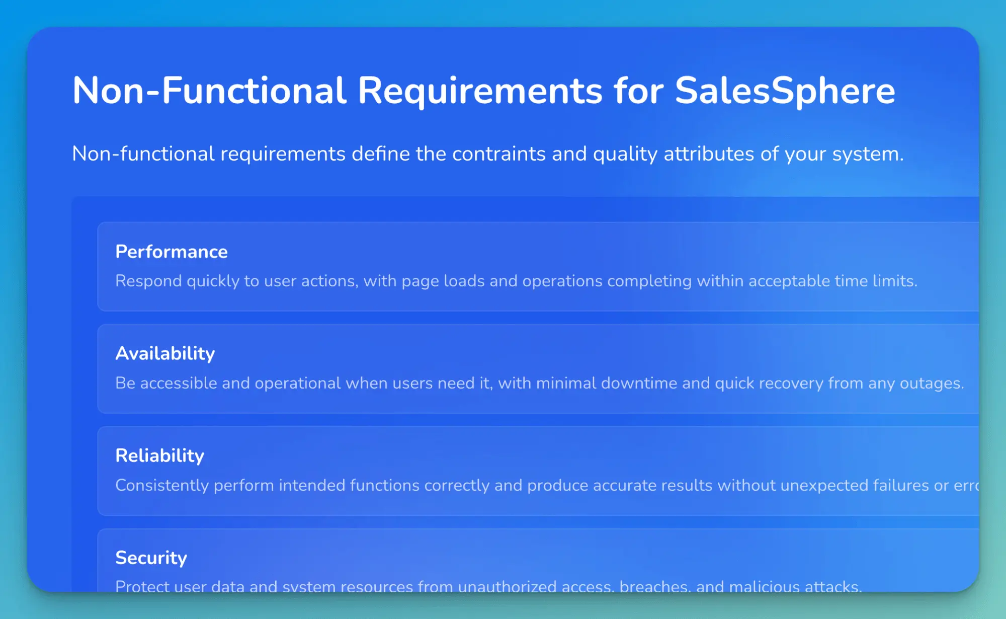 Userdoc wizard capturing non-functional requirements