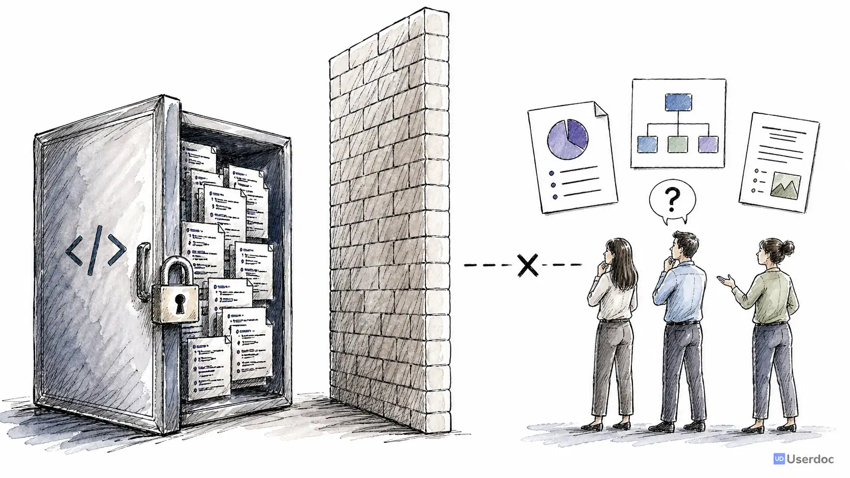 Legacy software problem statement showing code as the only source of truth